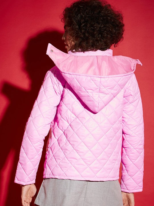 Beige Hooded Quilted Jacket