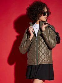 Thumbnail for Beige Hooded Quilted Jacket