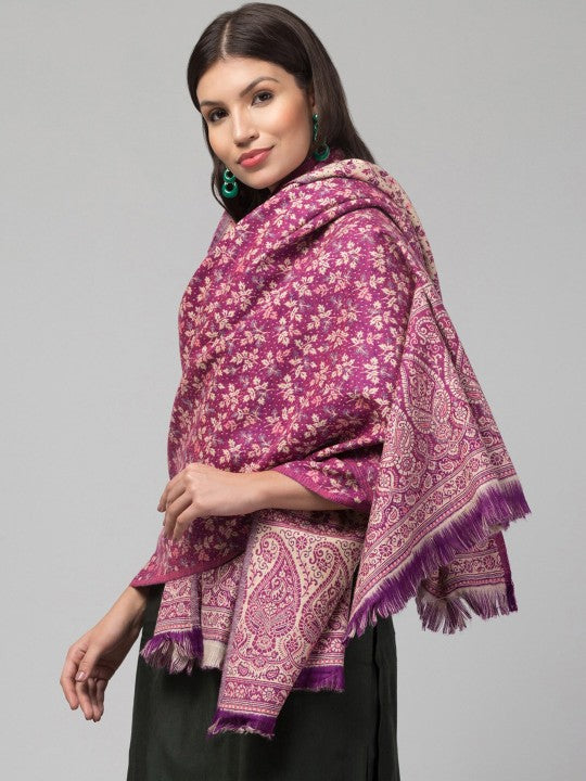 Floral Woven Design Pure Woolen Shawl