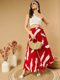 Thumbnail for Printed Pleated A-Line Maxi Skirts