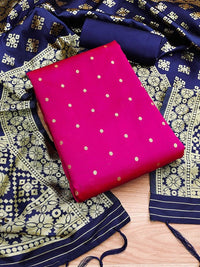 Thumbnail for Geometric Woven Design Zari Unstitched Dress Material