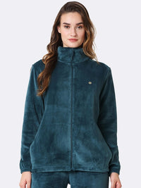 Thumbnail for Athleisure Women Full Sleeve High Neck Velour Jacket