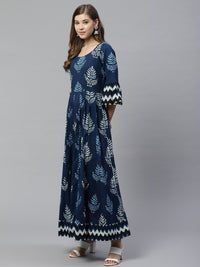 Thumbnail for women-blue-&-white-printed-anarkali-kurta