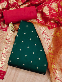 Thumbnail for Geometric Woven Design Zari Unstitched Dress Material