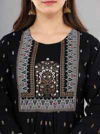 Thumbnail for women-ethnic-motifs-printed-mirror-work-summer-sheers-anarkali-kurta