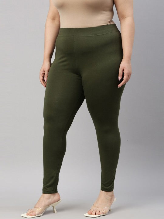 Women Black Solid Ankle Length Leggings