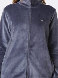 Thumbnail for athleisure-women-full-sleeve-high-neck-velour-jacket