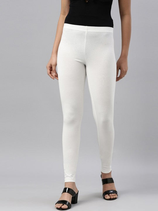 Women Black Solid Ankle Length Leggings