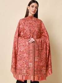 Thumbnail for Women Beige & Orange Woven Design Woolen Shawl