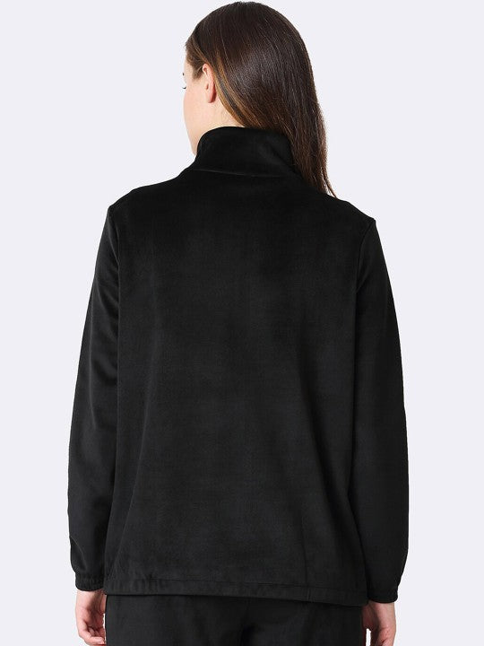 Athleisure Women Full Sleeve High Neck Velour Jacket