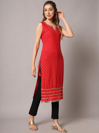 Thumbnail for ethnic-motifs-printed-gotta-patti-detail-straight-kurta
