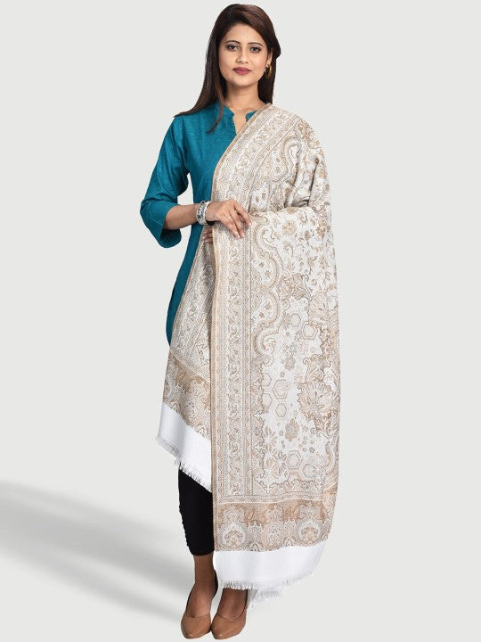 Ethnic Motifs Woven Design Wool Jamawar Shawl