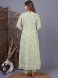 Thumbnail for Ethnic Motifs Printed Mirror Work Anarkali Kurta with Trousers & Dupatta