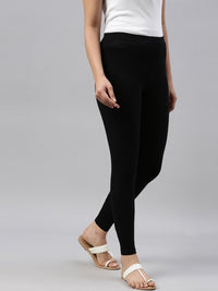 Thumbnail for women-black-solid-ankle-length-leggings