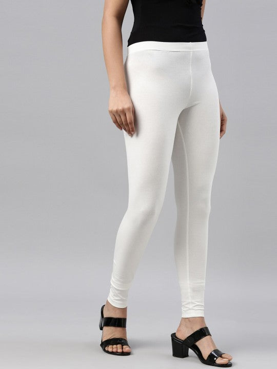 Women Black Solid Ankle Length Leggings