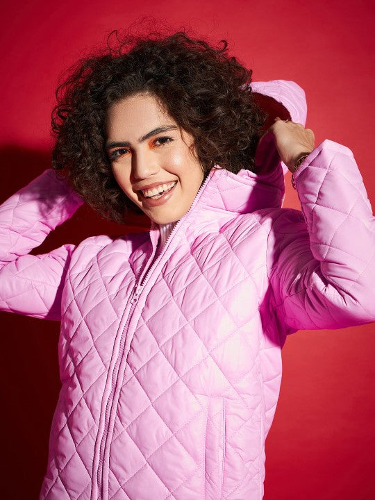 Beige Hooded Quilted Jacket
