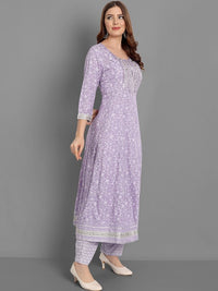 Thumbnail for Ethnic Motifs Printed Mirror Work Anarkali Kurta with Trousers & Dupatta
