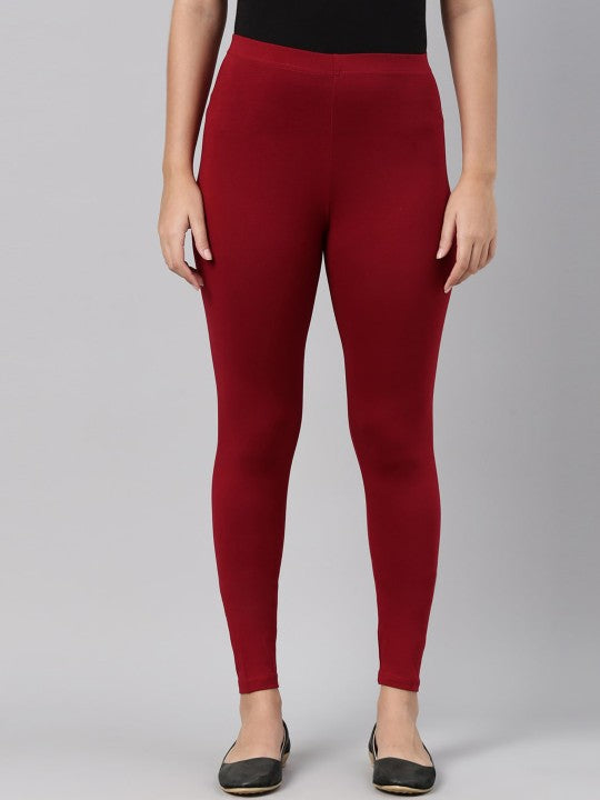 Women Black Solid Ankle Length Leggings