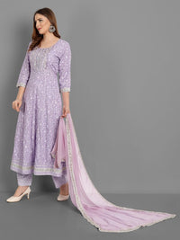 Thumbnail for Ethnic Motifs Printed Mirror Work Anarkali Kurta with Trousers & Dupatta