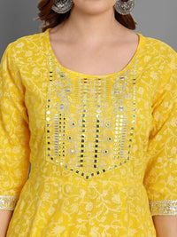 Thumbnail for Ethnic Motifs Printed Mirror Work Anarkali Kurta with Trousers & Dupatta