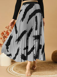 Thumbnail for Printed Pleated A-Line Maxi Skirts
