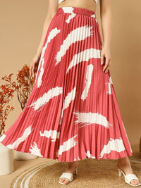 Thumbnail for Printed Pleated A-Line Maxi Skirts