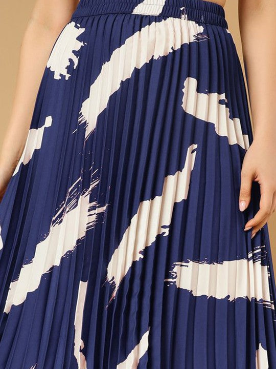 Printed Pleated A-Line Maxi Skirts