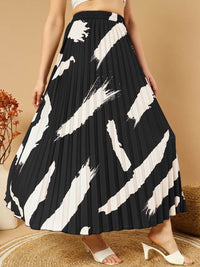 Thumbnail for Printed Pleated A-Line Maxi Skirts