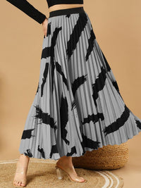 Thumbnail for Printed Pleated A-Line Maxi Skirts