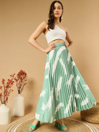 Thumbnail for Printed Pleated A-Line Maxi Skirts