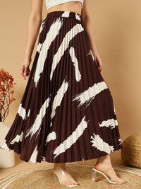 Thumbnail for Printed Pleated A-Line Maxi Skirts