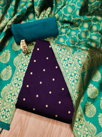 Thumbnail for Geometric Woven Design Zari Unstitched Dress Material
