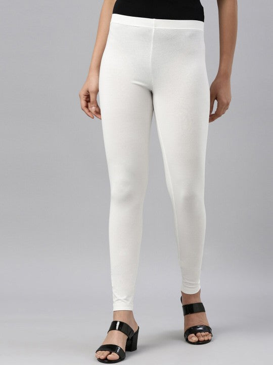 Women Black Solid Ankle Length Leggings