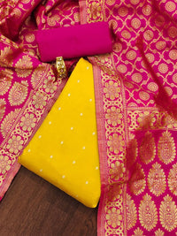 Thumbnail for Geometric Woven Design Zari Unstitched Dress Material