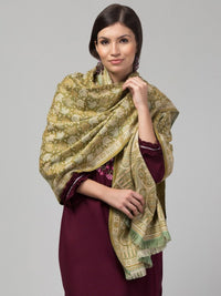 Thumbnail for Floral Woven Design Pure Woolen Shawl