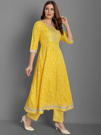 Thumbnail for Ethnic Motifs Printed Mirror Work Anarkali Kurta with Trousers & Dupatta
