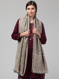 Thumbnail for floral-woven-design-pure-woolen-shawl