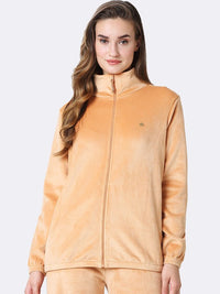 Thumbnail for Athleisure Women Full Sleeve High Neck Velour Jacket