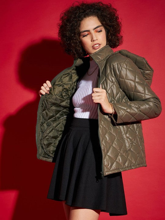 Beige Hooded Quilted Jacket