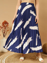 Thumbnail for Printed Pleated A-Line Maxi Skirts