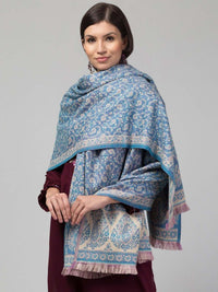 Thumbnail for Floral Woven Design Pure Woolen Shawl