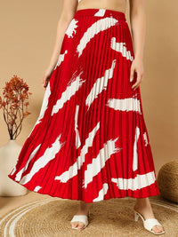 Thumbnail for Printed Pleated A-Line Maxi Skirts