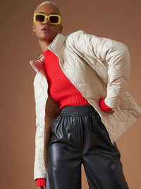 Thumbnail for beige-hooded-quilted-jacket