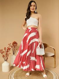Thumbnail for Printed Pleated A-Line Maxi Skirts
