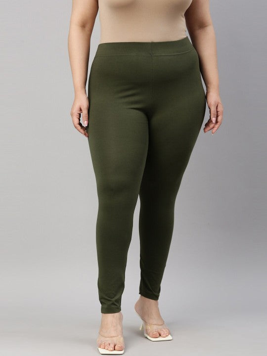 Women Black Solid Ankle Length Leggings