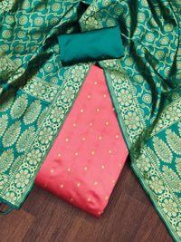 Thumbnail for Geometric Woven Design Zari Unstitched Dress Material