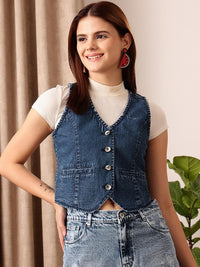 Thumbnail for crop-cotton-denim-jacket