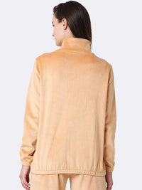 Thumbnail for Athleisure Women Full Sleeve High Neck Velour Jacket
