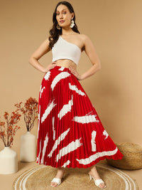 Thumbnail for Printed Pleated A-Line Maxi Skirts