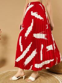 Thumbnail for Printed Pleated A-Line Maxi Skirts